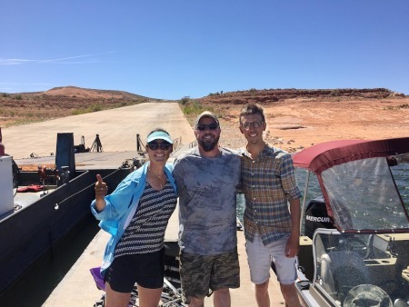 On the boat landing with Jim #2 who kindly took us across the lake on his fishing boat