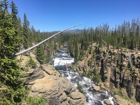 The Lewis river crashing through Yellowstone park