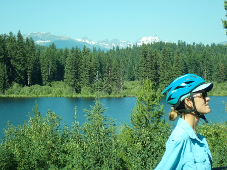 Views around the lakes south of Kalispell and Ruth posing in the foreground