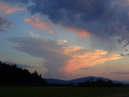The storm clouds getting illuminated by the setting sun as we make the most of the hours of cool