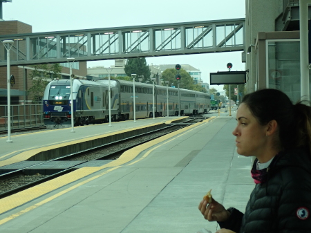 Ruth waiting in Oakland train station