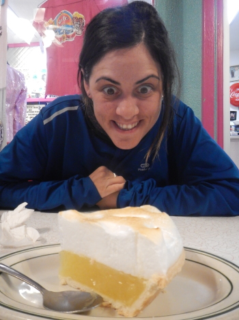 Ruth looking exited about her lemon merengue pie