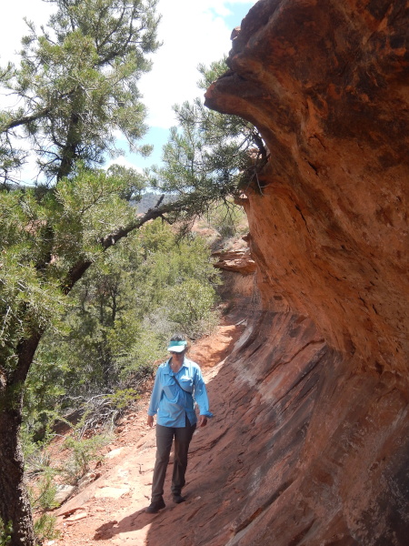 Ruth strolling along under the overhang
