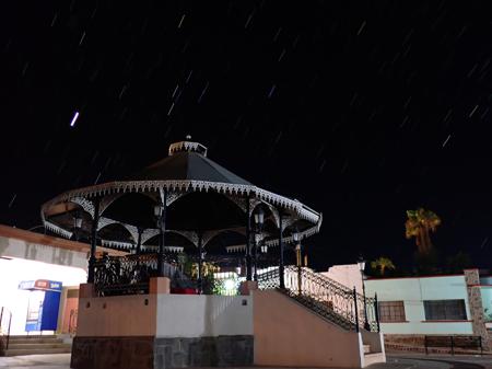 Camping under the spinning starts in a pavilion on the town square of Todos Santos