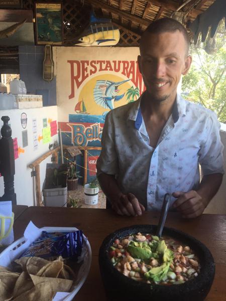 Rob ready to tuck into a prawn ceviche