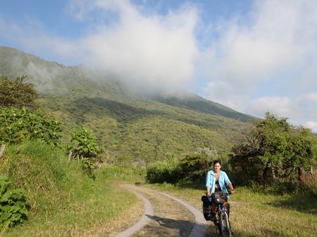 Ruth climbing up the volcano called Ceboruco looking like she's suffering