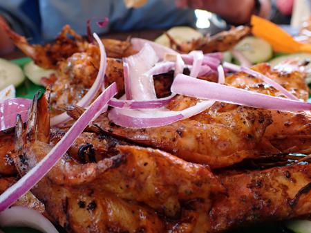 Close up of "shaken prawns" eaten at the world famous Cantaritos el Güero bar restaurant