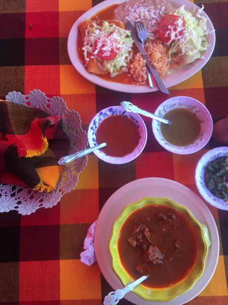 Birria, enchiladas, maize tortillas and chilli salsas