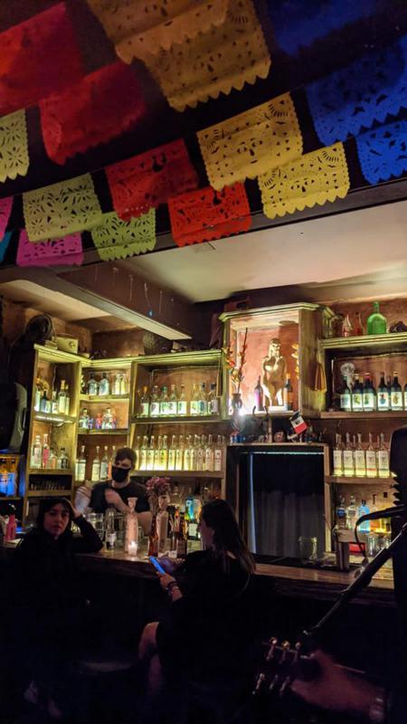 Mezcalería with bunting