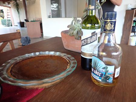 Sweet potato pumpkin pie, wine and tequila to celebrate Thanksgiving