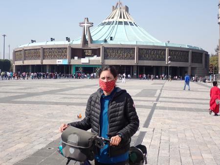 Ruth in front of the Basilica of the Virgin of Guadalupe